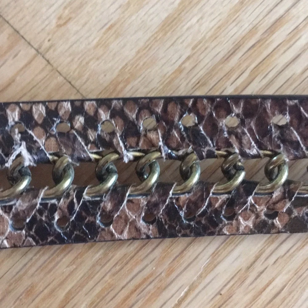 NEW Southwestern Style Belt Brown Gold Hardware Chain Size M 39” Unisex Man Made